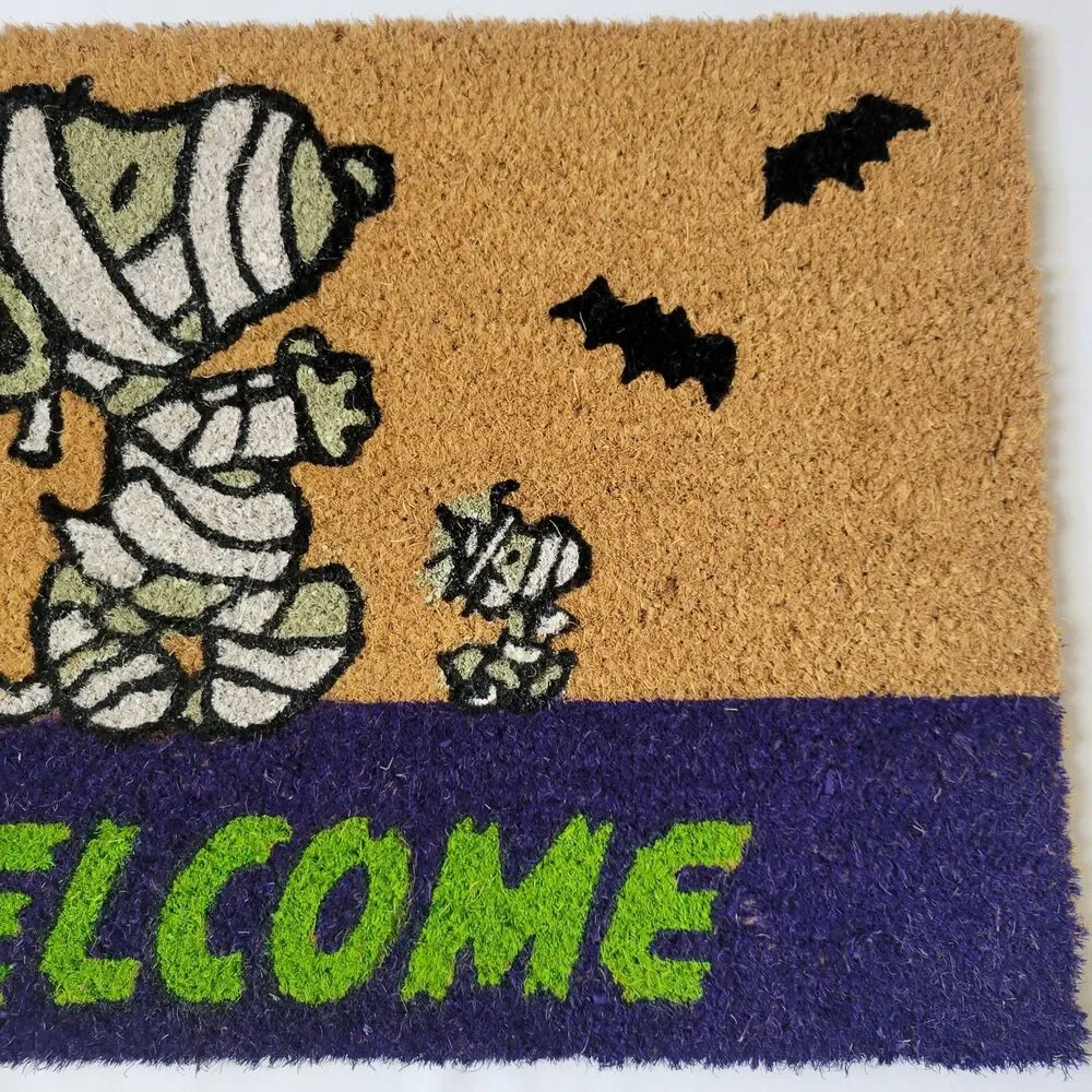 Peanuts Snoopy Woodstock Halloween Welcome Coir Door Mat 18”x28” Doormat Mummy